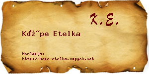 Köpe Etelka névjegykártya